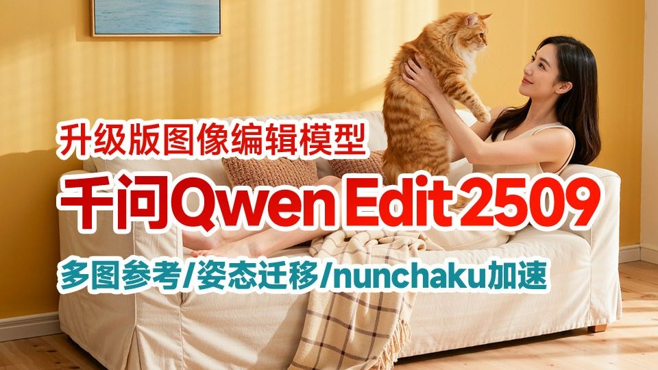 千问Qwen Edit 2509-工作流整合 多图参考 姿势迁移 nunchaku加速安装