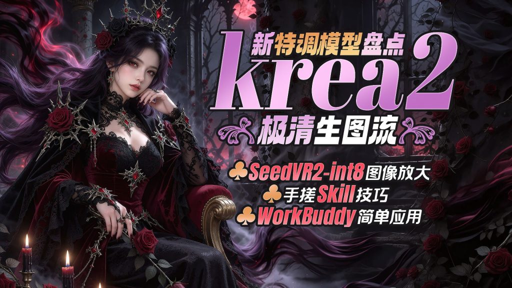 ▶Krea2特调模型全盘点◆极清生图流◆手搓skill技巧◆WorkBuddy简单应用解决comfyui报错